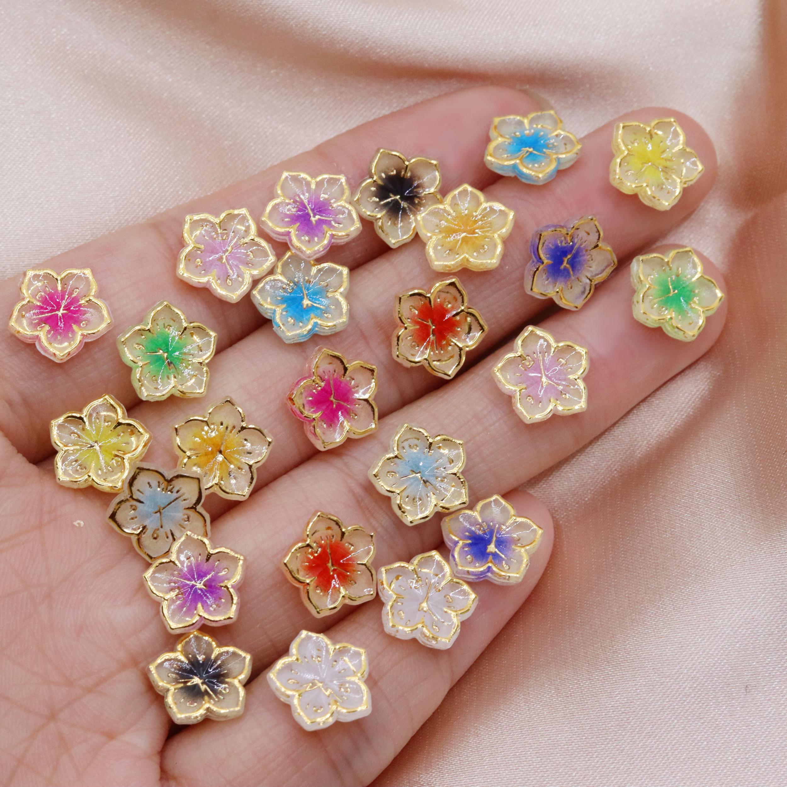 Colorful 10mm Resin Clock Flower Flatback Rhinestone Craft Appliques